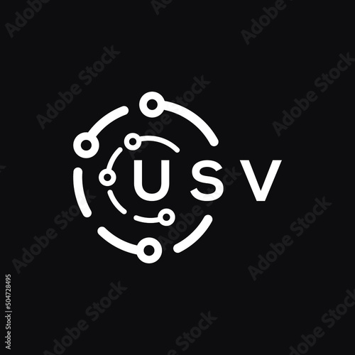 USV technology letter logo design on black  background. USV creative initials technology letter logo concept. USV technology letter design. photo