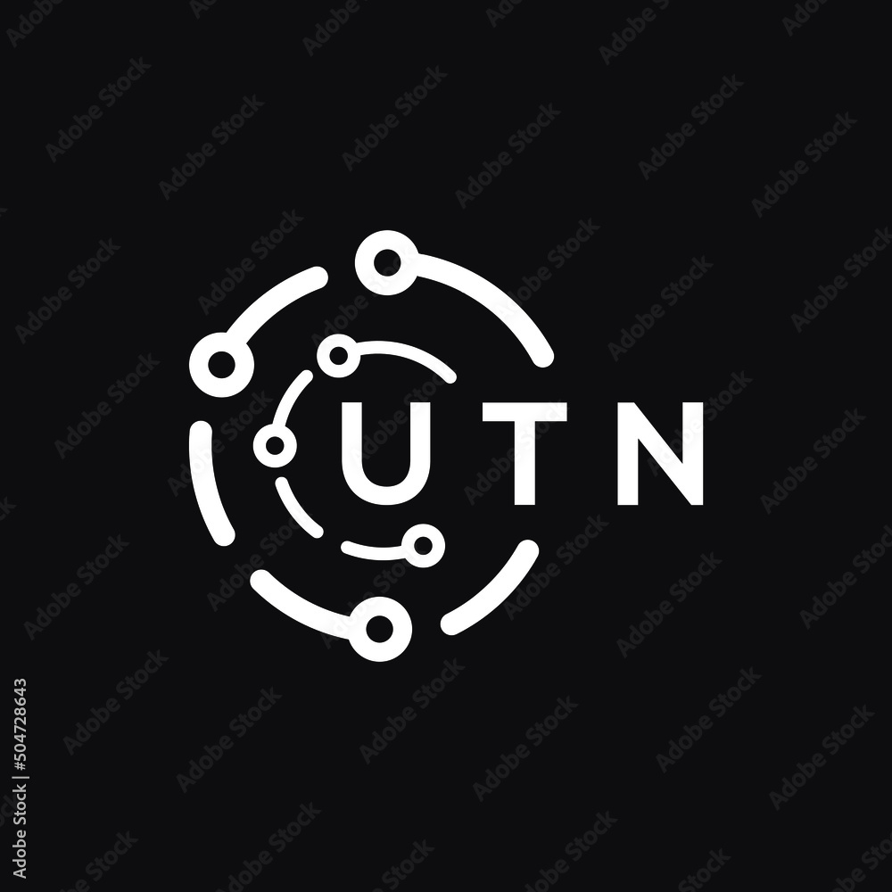 UTN technology letter logo design on black background. UTN creative initials technology letter logo concept. UTN technology letter design. UTN technology letter logo design on black background. UTN creative initials technology letter logo concept. UTN technology letter design.