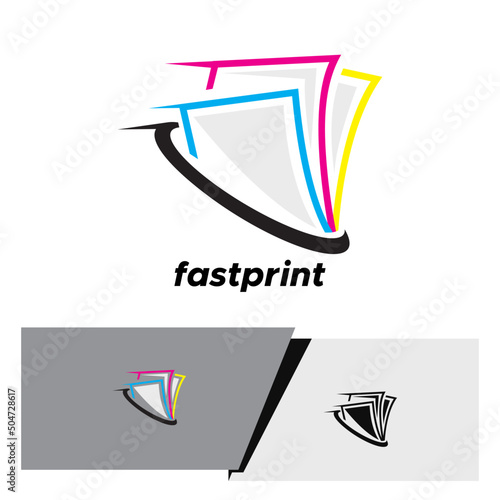 fast print logo of papers and cmyk color elements