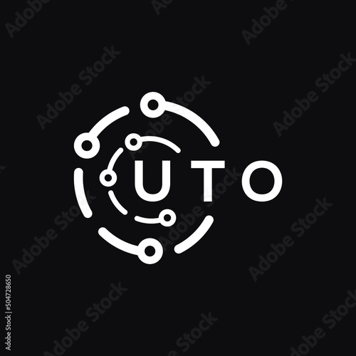 UTO technology letter logo design on black  background. UTO creative initials technology letter logo concept. UTO technology letter design. photo