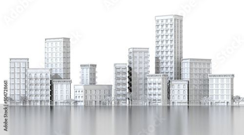 Fototapeta Naklejka Na Ścianę i Meble -  Beautiful city with periodic style buildings. 3D rendering illustration