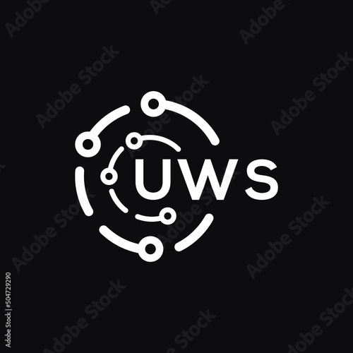 UWS technology letter logo design on black  background. UWS creative initials technology letter logo concept. UWS technology letter design. photo
