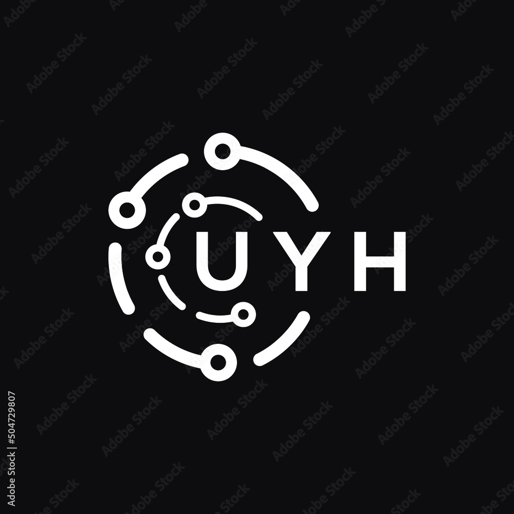 UYH technology letter logo design on black background. UYH creative initials technology letter logo concept. UYH technology letter design. UYH technology letter logo design on black background. UYH creative initials technology letter logo concept. UYH technology letter design.