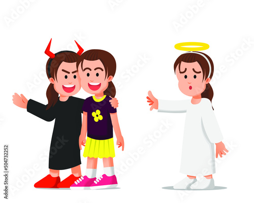 angel are disappointed because little girls prefer to follow the devil's orders