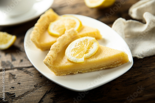 Traditional homemade creamy lemon tart
