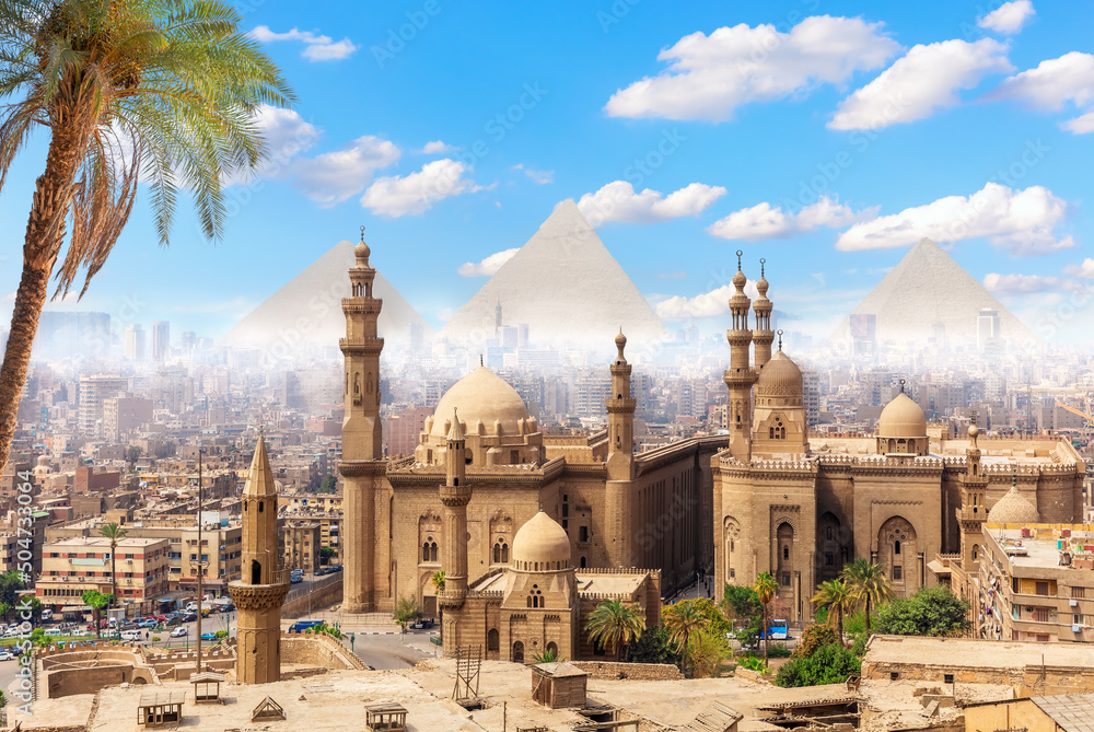 Mosque and Madrasa of Sultan Hasan in the dusk, Cairo, Egypt