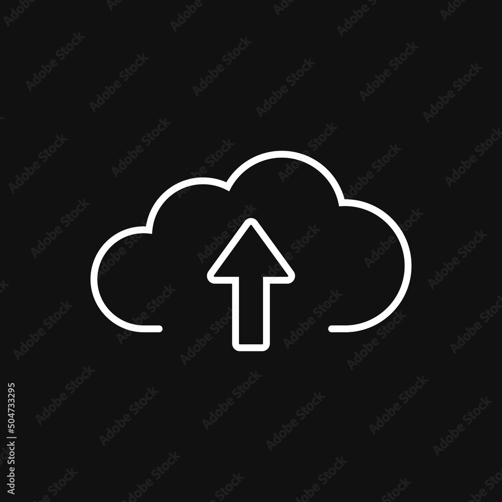 Upload cloud icon on grey background Upload cloud icon on grey background