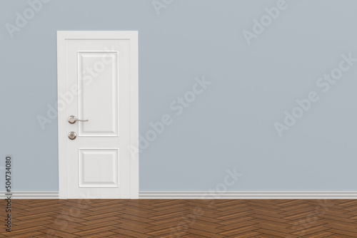 closed wooden door in hall....
