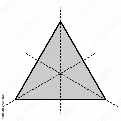 three lines of symmetry of equilateral triangle