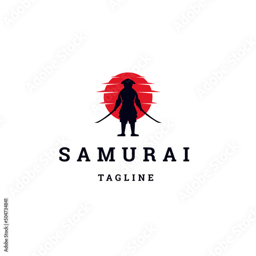 Human samurai logo icon design template flat vector