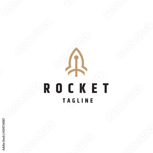 Rocket line logo icon design template