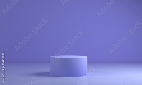 Blank podium for product . Mock up winner podium  cylinder block  3d render illustration  pedestal isolated on lavender blue background  abstract minimal concept