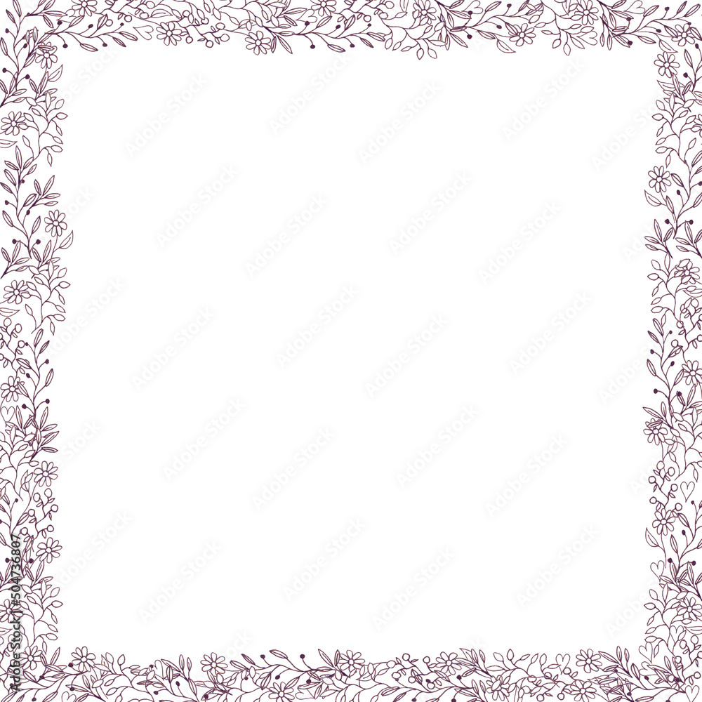 Floral frame on a white background