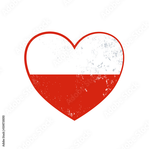 Poland retro heart flag - vector