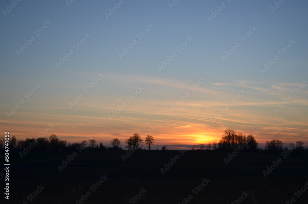 Cool sunset seen in Mazury, Poland, olecko