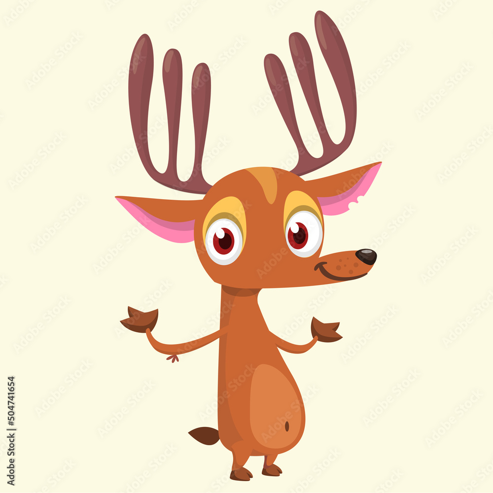 Fototapeta premium Cartoon deer character illustration. Vector isolated