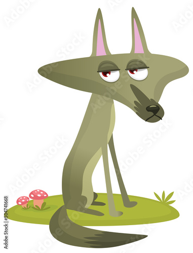  Cute cartoon wolf character. Wild forest animal collection. Vector wolf  illustration isolated on white