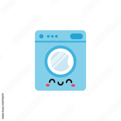 Cute smiling washing machine cartoon. Happy character vector illustration