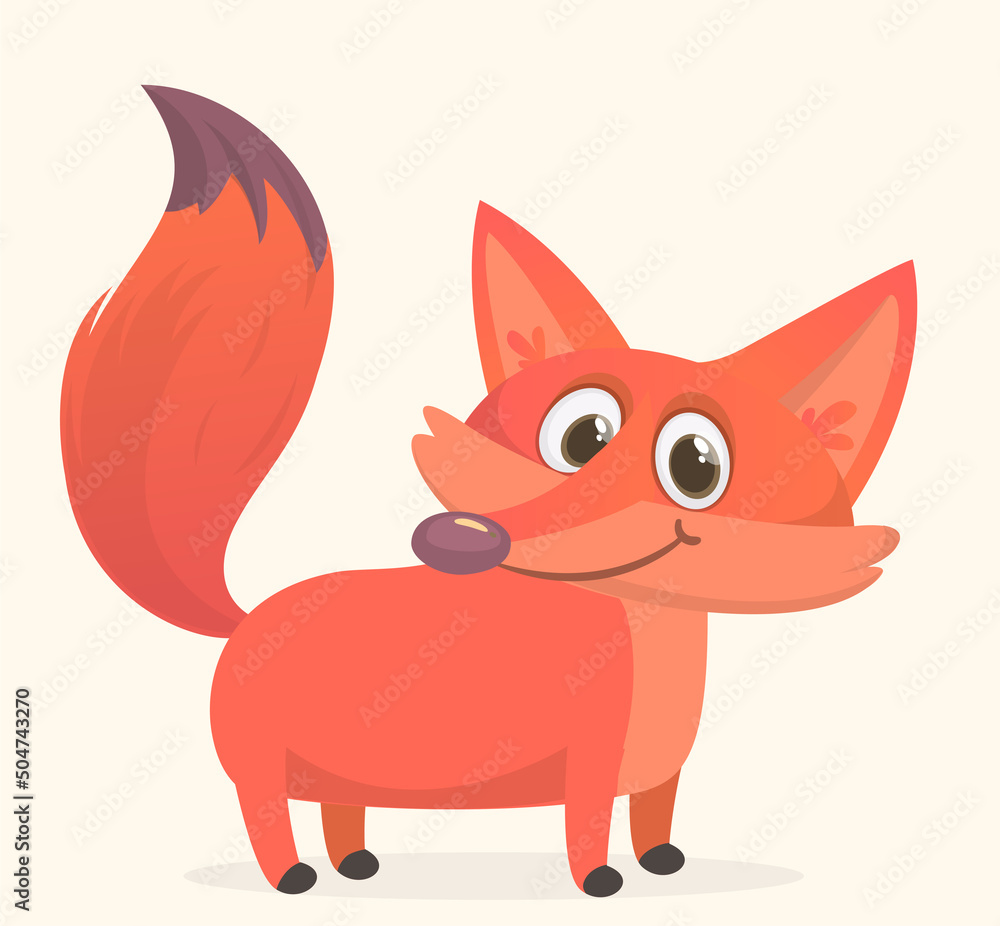 Cute cartoon  fox character. Vector illustration isolated