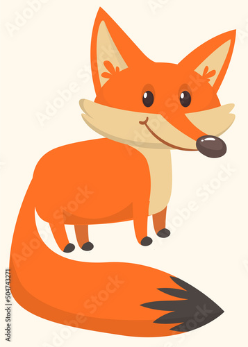 Cute cartoon  fox character. Vector illustration isolated