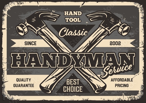 Monochrome poster with handyman service symbol