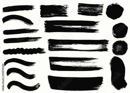 Free hand wide brushes strokes, vector, isolated on white background
