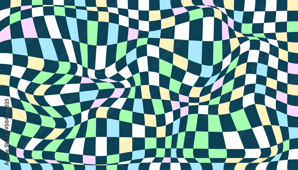 Checkered background with distorted squares Checkered background with distorted squares