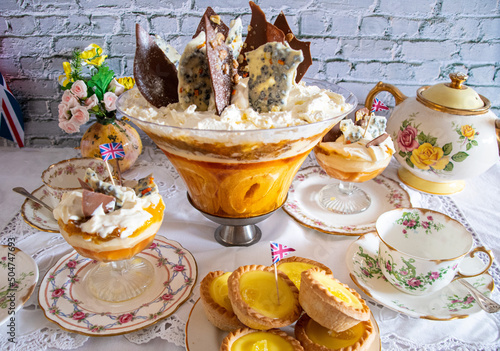 Queen Elizabeth II Platinum Jubilee  Pudding   /trifle   vintage tea  party  street celebrations  photo