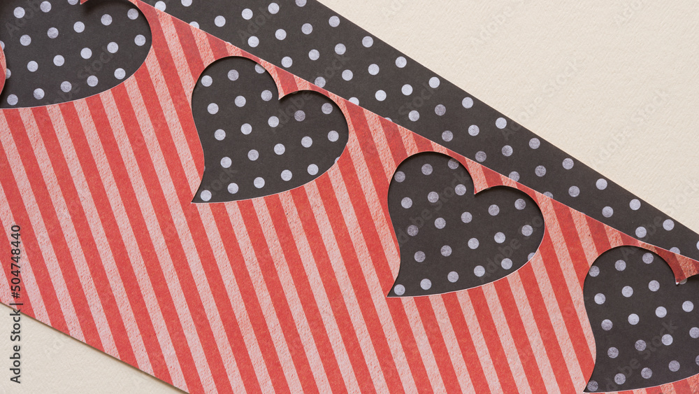 Fototapeta premium heart shapes (stencil) on paper with dots