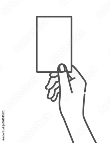 カードを持つ手元のイラスト。白バック。