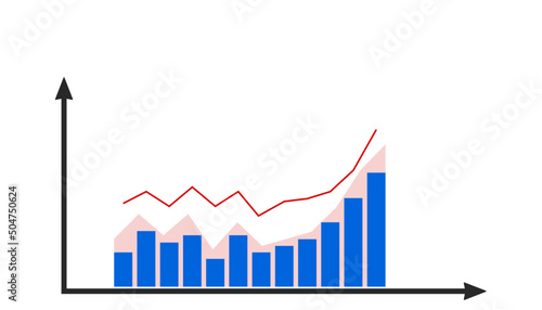 business graph showing growth.Cryptocurrency chart. Bitcoin chart candlestick waves. Finance management idea concept. Online money trading.