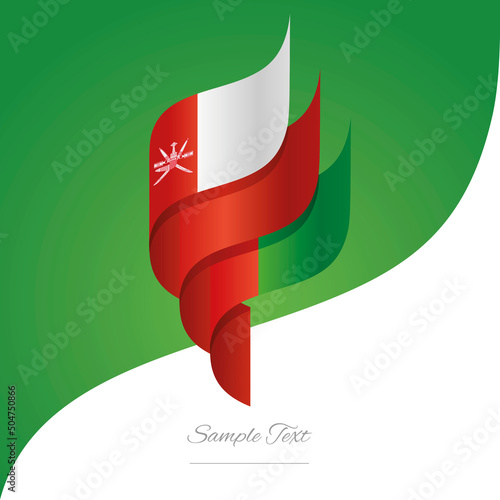 Abstract Oman 3D wavy flag red white green modern ribbon strip logo icon abstract background vector