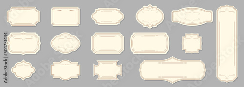 Ornamental label frames vector symbols set
