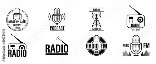 Radio station logo vector set