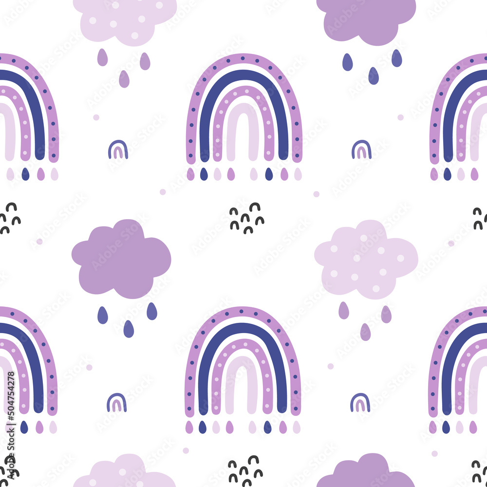 Seamless childish pattern with hand drawn rainbows Seamless childish pattern with hand drawn rainbows