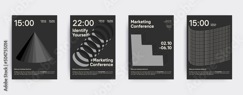 Poster template graphic design in Brutalism style. Vector cover