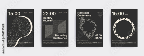 Universal Geometric Posters Template Set With Vector Bitmap Dithering Shapes