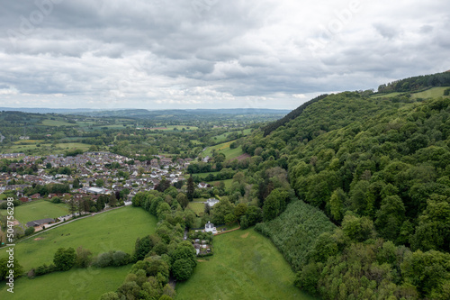 Aerial view of Abergavenny in Monmouthshire South Wales