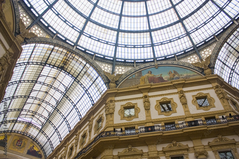 Interior of Vittorio Emanuele II Gallery in Milan