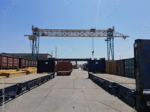 Containers on warehouse