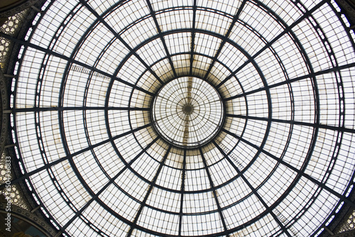 Glass dome of Vittorio Emanuele II Gallery in Milan photo