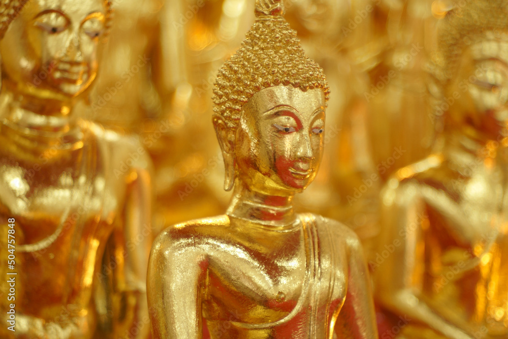 Ancient golden buddha in Wat Pichaisongkarm temple in Samutprakarn Province ,Thailand.