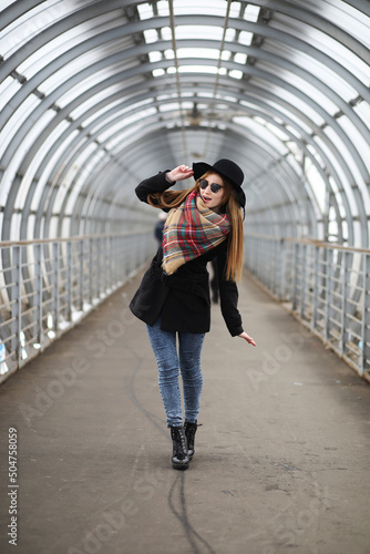 French woman on a walk in the central part of the city