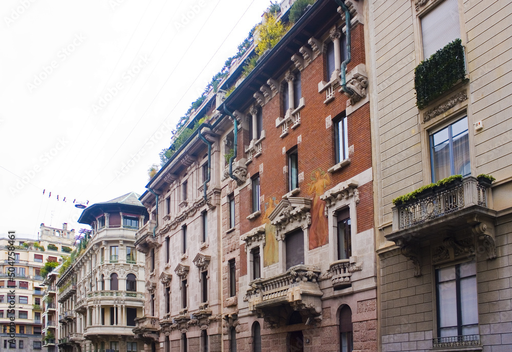 Impressive Art Nouveau building in Porta Venezia district in Milan	
