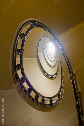 Stairs of Palace of Fidia (Palazzo Fidia) in Porta Venezia district in Milan photo