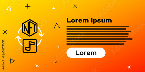 Line NFT Digital crypto art icon isolated on yellow background. Non fungible token. Colorful outline concept. Vector