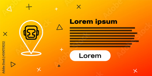 Line Boxing helmet icon isolated on yellow background. Colorful outline concept. Vector