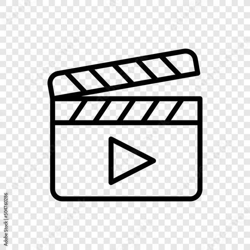 Clapboard simple icon, vector. Flat design. Transparent grid.ai