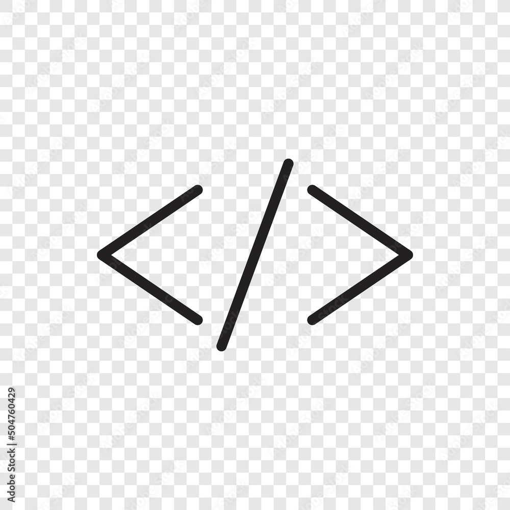 Coding simple icon vector. Flat design. Transparent grid.ai Coding simple icon vector. Flat design. Transparent grid.ai