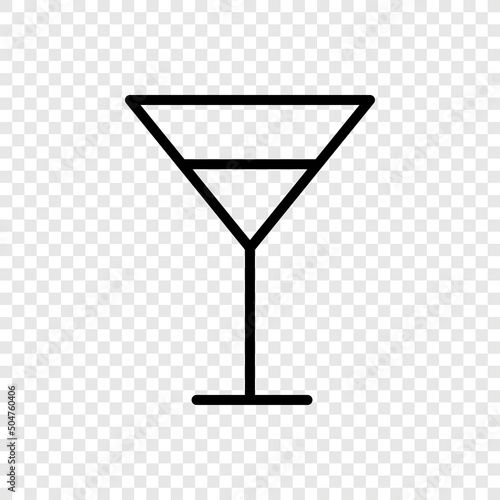 Cocktail glass simple icon vector. Flat design. Transparent grid.ai